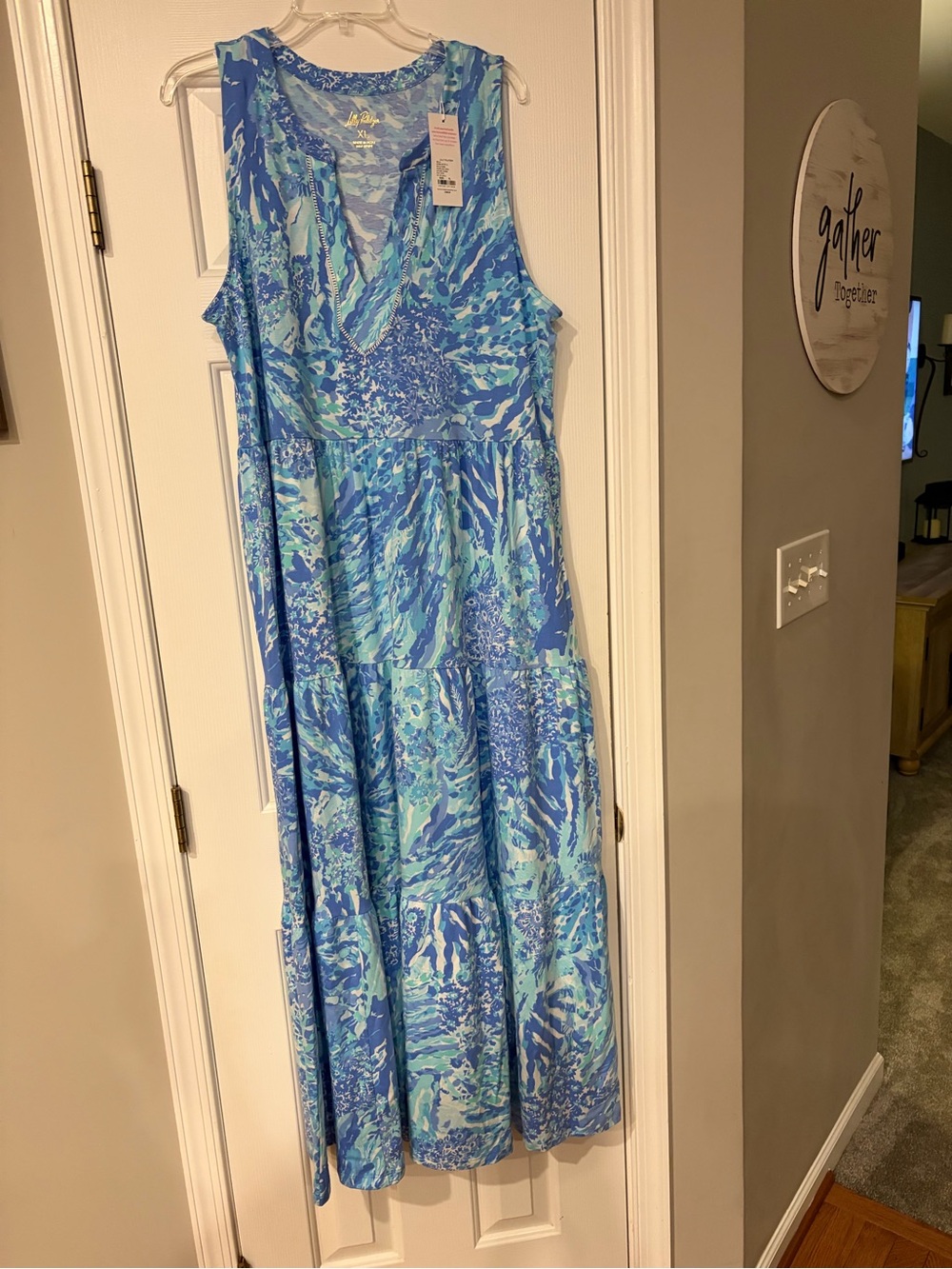 Lilly Pulitzer Sydnee Maxi Dress XL Blue Haven